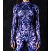 3D Digital Printing Stage Performance Costumes Adults Halloween Events Carnival Theme Party Cosplay Outfit Pretend Game Jumpsuit