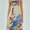 2026 new European and American express independent station sexy suspender graffiti linen pendulum dress