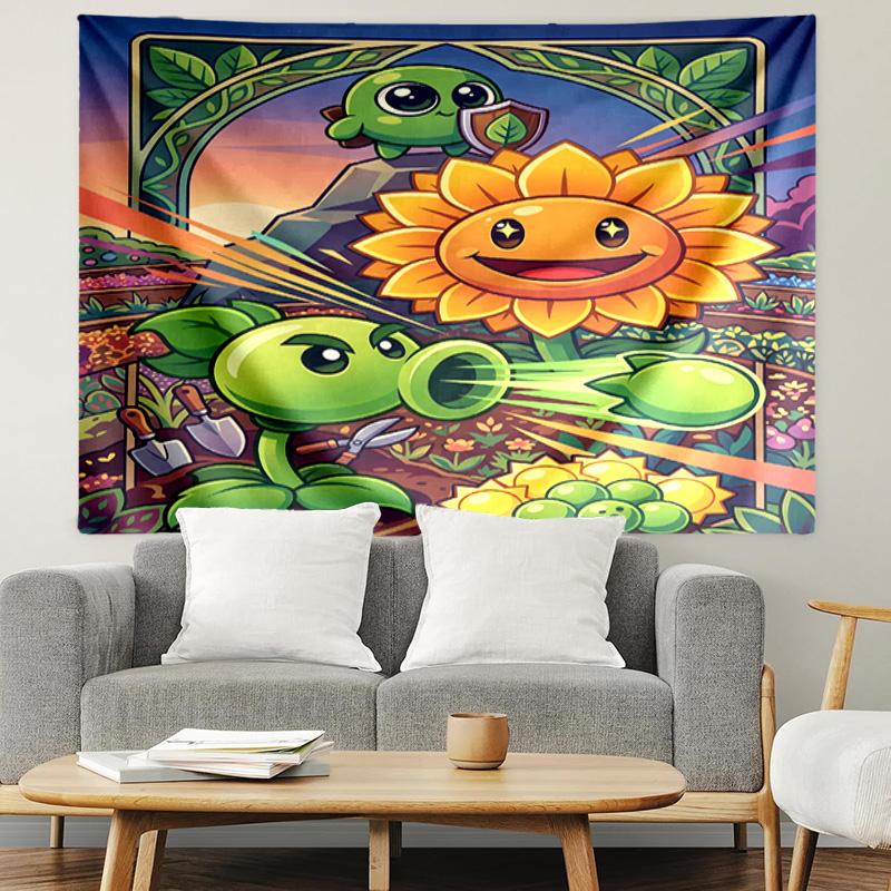Plants VS Zombies Print Tapestry, Lightweight Wall Hanging, for Bedroom, Dorm, Living Room, Home Art Decor, Birthday Christmas Gift for Friends