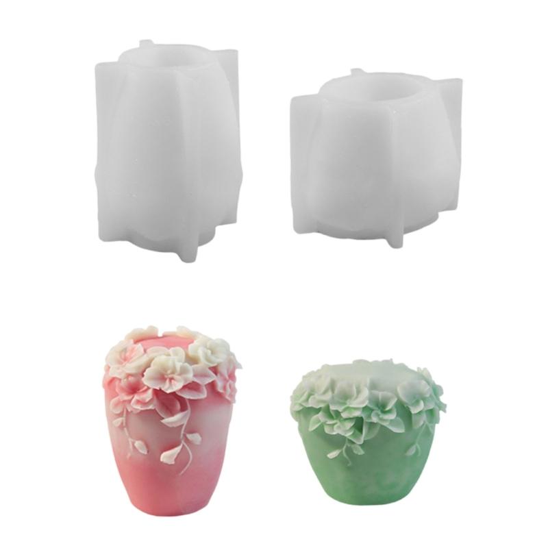 

2Pcs Flexible Silicone Mold Handmade Scented Candle Mould Vine Flower Aromatherapys Jewelry Mold Home Decorations 1