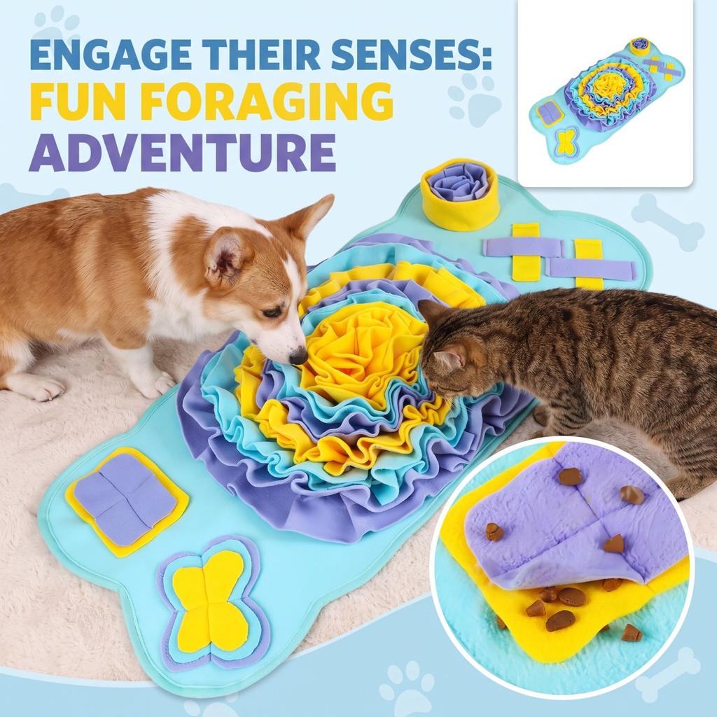 Pet Snuffle, Interactive Slow Feeder for Dogs Cats, Boredom Puzzle Toy, Green, 7333 cm