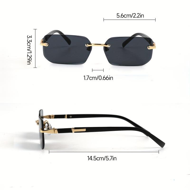 Stylish Rimless Rectangle Fashion Glasses for Men & Women - Trendy Black Lens  Classic Design for Casual Attire