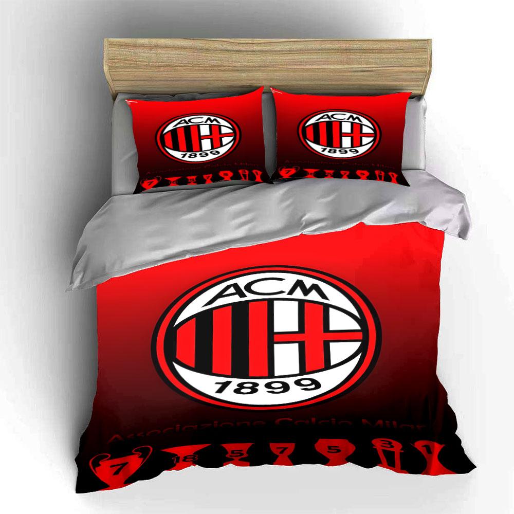 Red and Black ACM Logo Design Bedding Duvet Cover Set Duvet Cover Pillowcases (1*Duvet Cover 2*Pillowcases, Without Duvet Insert)