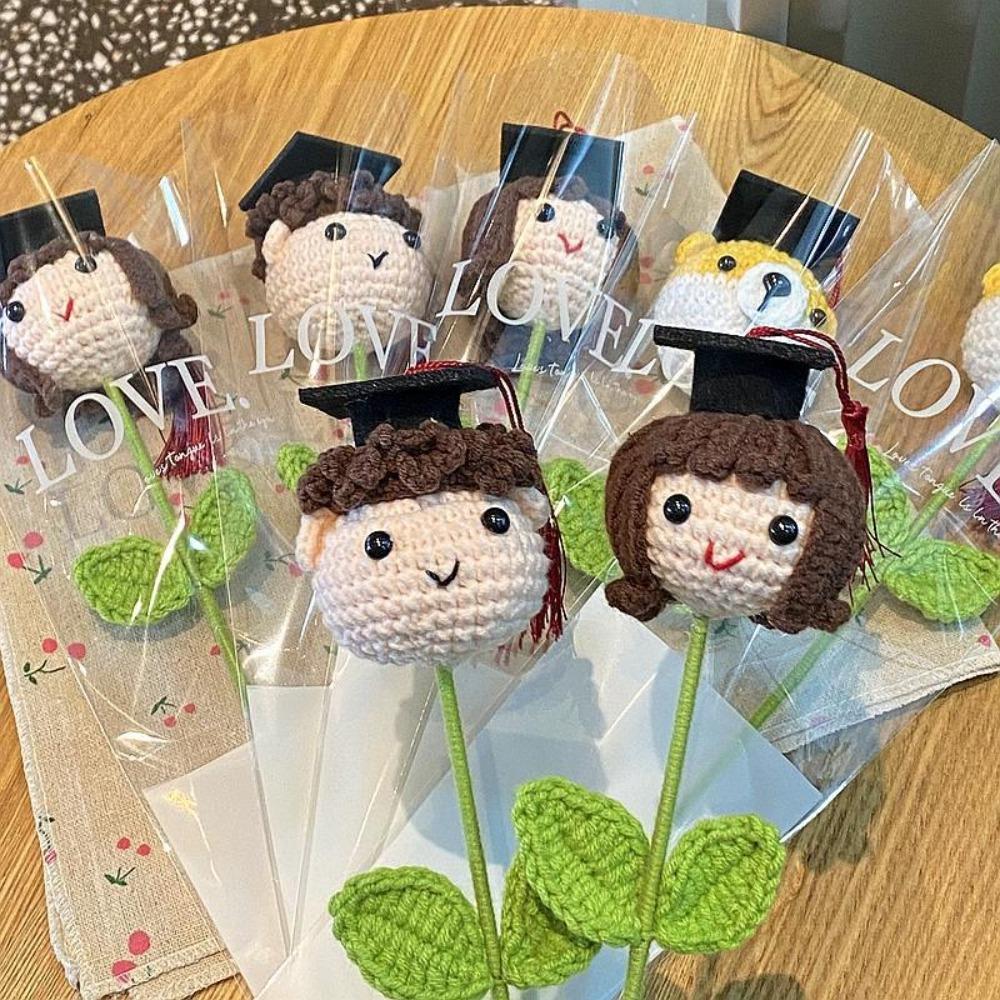 New Handmade Doctoral Hat Woven 34cm Crocheted DIY knitted Graduation Season