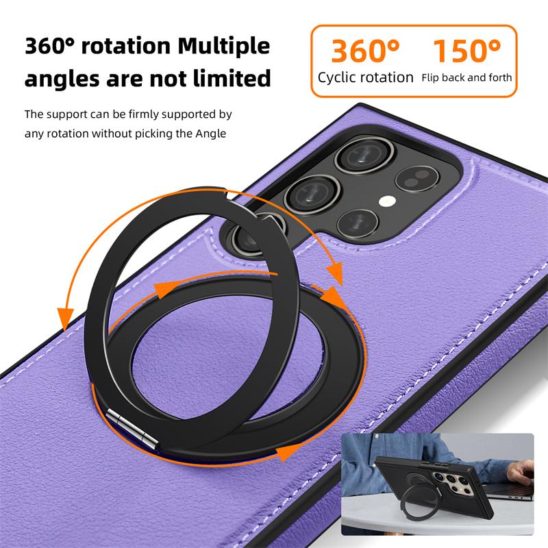 360 Rotating Metal Ring Stand Macsafe Magnetic Case for Samsung Galaxy S24 Ultra S23 S22 Plus S24Ultra S 24 Magsafe Holder Cover
