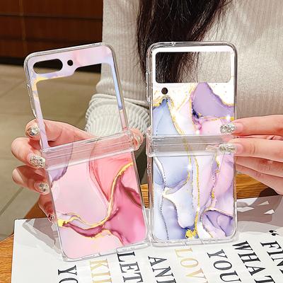 Marble Pattern Case For Samsung Galaxy Z Flip7 Flip6 Flip5 5G Hard PC Clear Folding Phone Cover For Galaxy Z Flip 7 5 4 6 3 5G