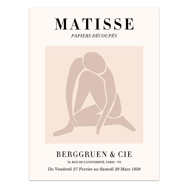 Abstrakt Matisse Girl Korall Färgglada Löv Nordiska affischer och tryck Modern väggkonst Canvasmålning Vardagsrum Heminredning