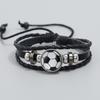 Fashion Beaded Football Fans Surrounding Leather Bracelet Commemorative Gift Sports Bracelet European and American Jewelry