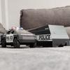 1/32 Tesla Police Cybertruck Trailer Off Road Pickup Truck Diecast Model Car Alloy Children's Toy RV Sound & Light Music Birthday Gift