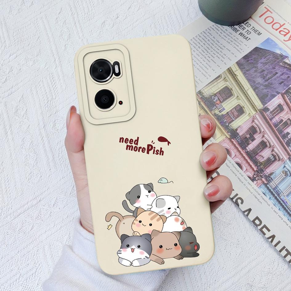 Veske for OPPO A91 A76 A73 A93 A72 A78 A94 A8 AX7 telefondeksel Cute Cat Støtsikker matt myk silikon Anti-fall kamerabeskyttelse for OPPO støtfanger