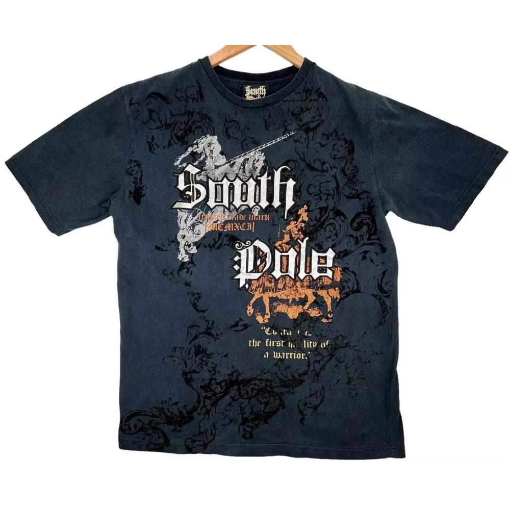 High Street Southpole Tricou Oversized cu Mânecă Scurtă pentru Femei Y2K cu Imprimeu Grafic Harajuku Gotic cu Gât Rotund Topuri cu Mânecă Scurtă
