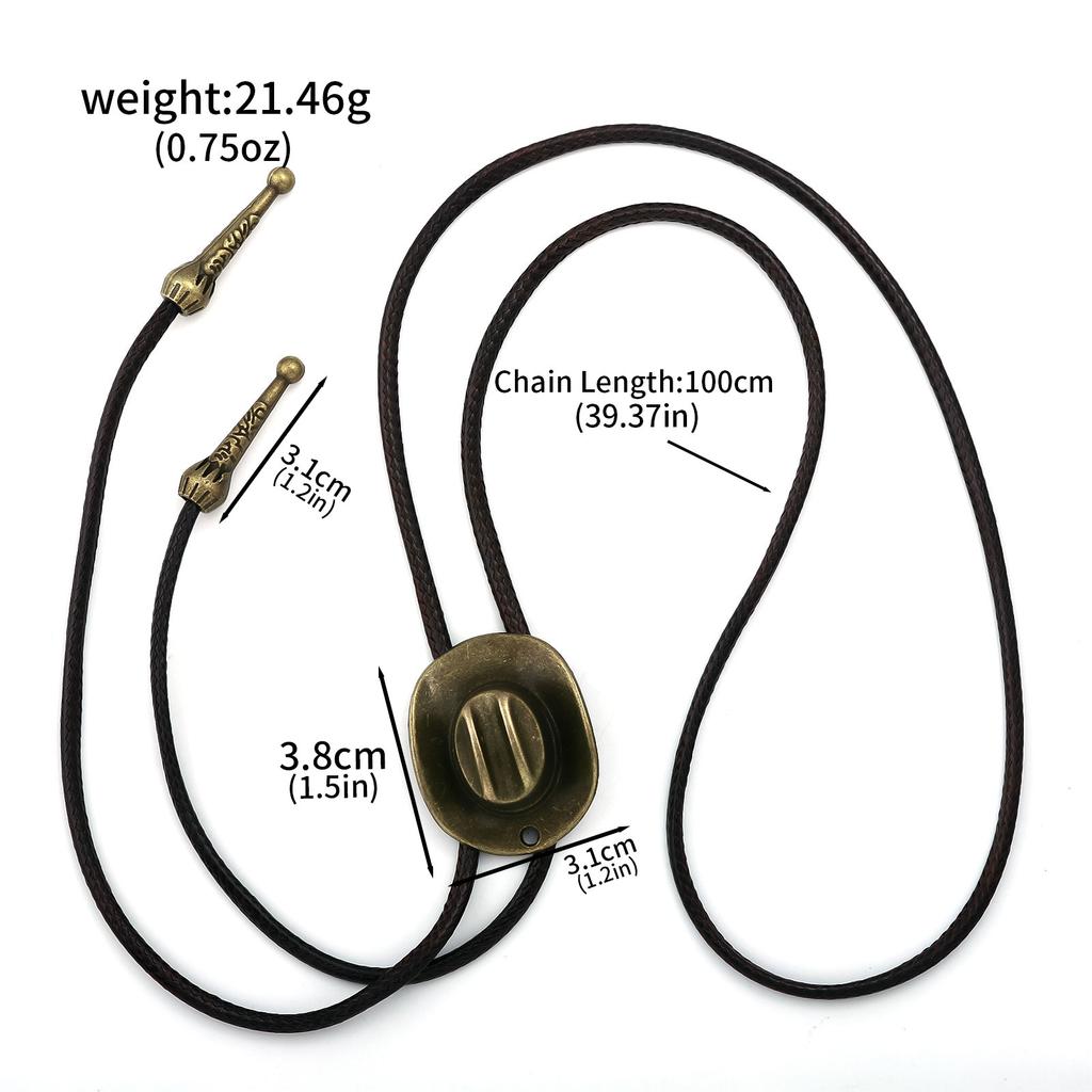 Classic Bolo Tie for Men Women Vintage Hat Pendant Viking Bolotie Necktie Western PU Leather Rope Tie Concert Shirt Tie Jewelry