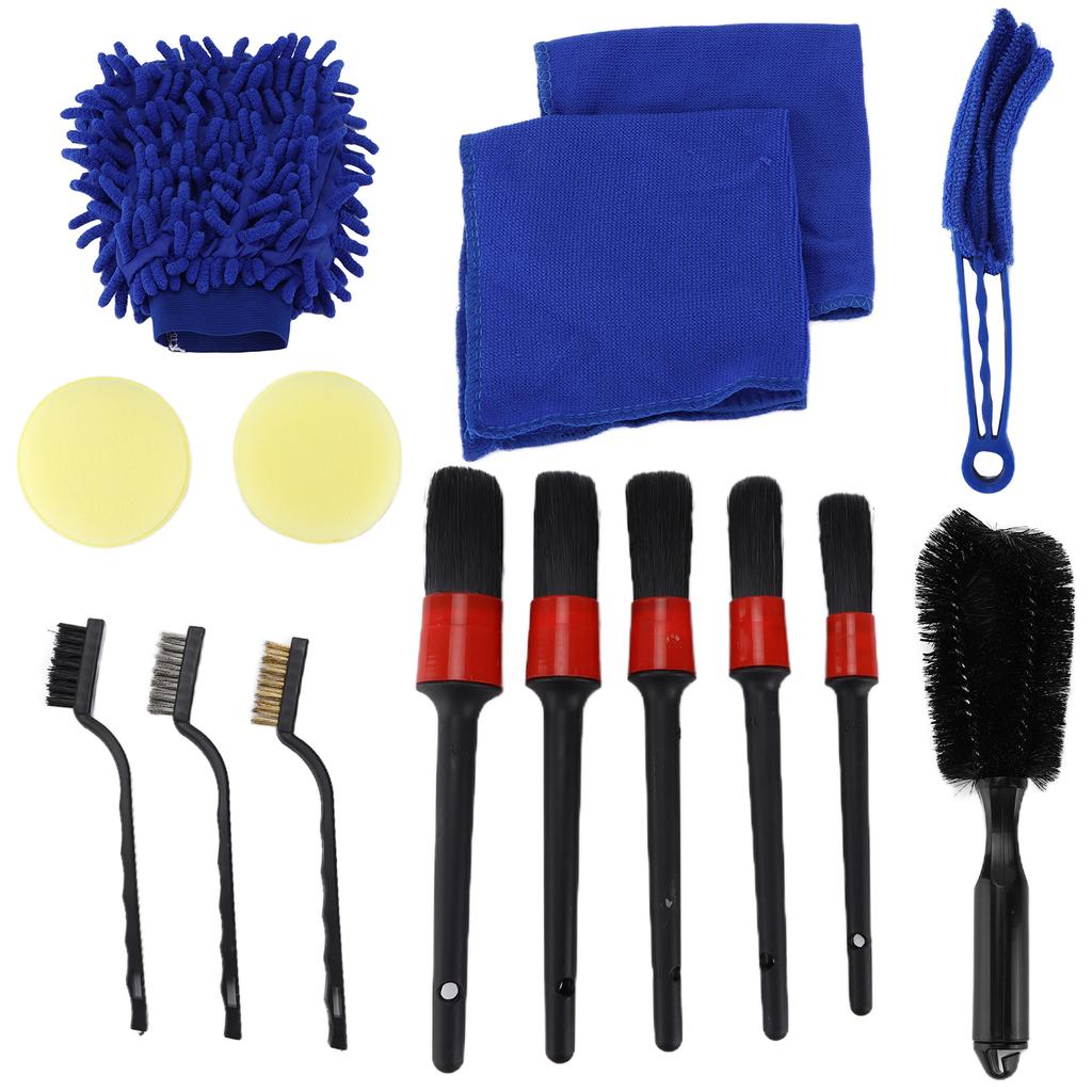 15pcs Detailing Dusting Brushes Kit Scrub Cleaning Tool for Car Interior Exterior Wheels Dashboard