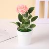 Artificial Potted Rose Desktop Faux Rose Bonsai Reusable Artificial Rose in Flower Pot for Home Office Decor Photography Prop