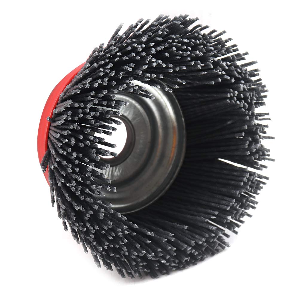 4'' x 5/8'' Nylon Filament Wheels Cup Brush Set for Angle Grinder Grit 120,Nylon Drill Brush Kit for Removal Rust Corrosion Paint(1Pcs-Gray Cup Rush)