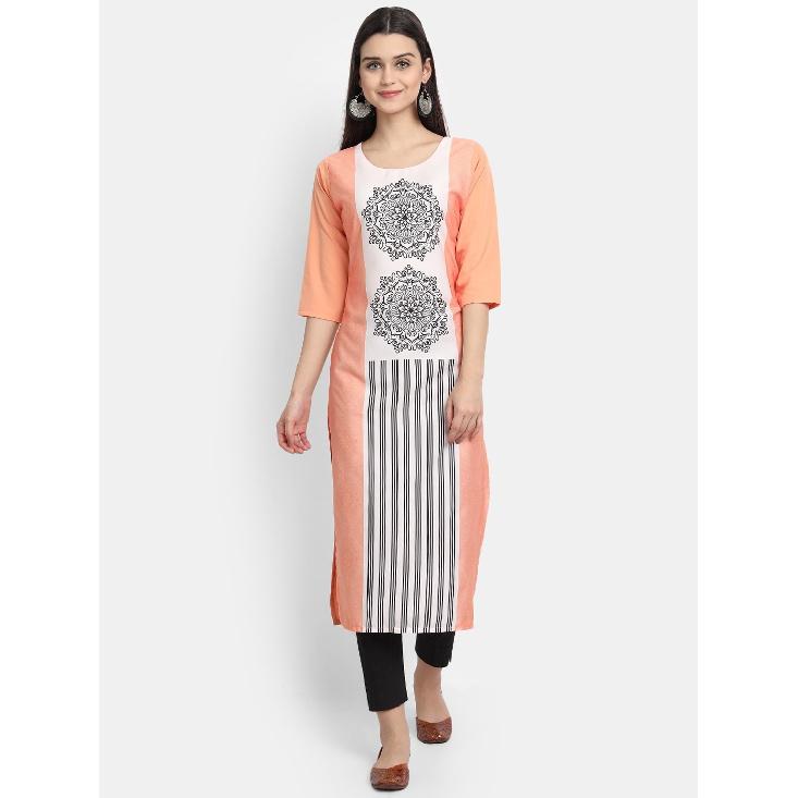 

Kurti, Women, Multi-color Choice Ethnic Print, Straight Cut, All Over Print, Bollywood Style, Casual Wear 5XL зелений