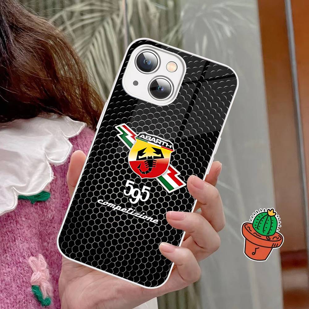 

A-AbarthS-S LOGO Tempered Glass For Iphone 14 13 12 11 Pro Mini XS MAX 14Plus X XS XR Cover iphone XS