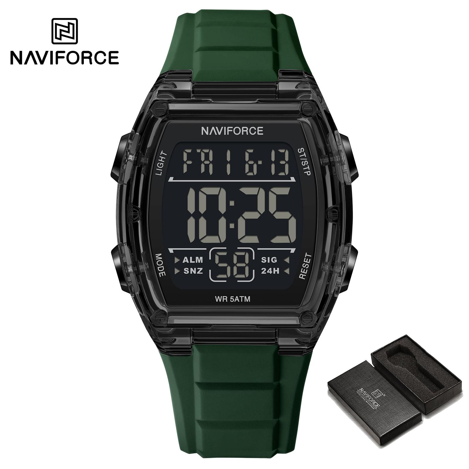 

NAVIFORCE Оригінальний Зовнішній Чоловічий Хлопчачий РК Цифровий Годинник Календар Хронограф Водонепроникний Нічний Візерунок Силіконовий Ремінець Повсякденний Модний Годинник NF6106 зелений