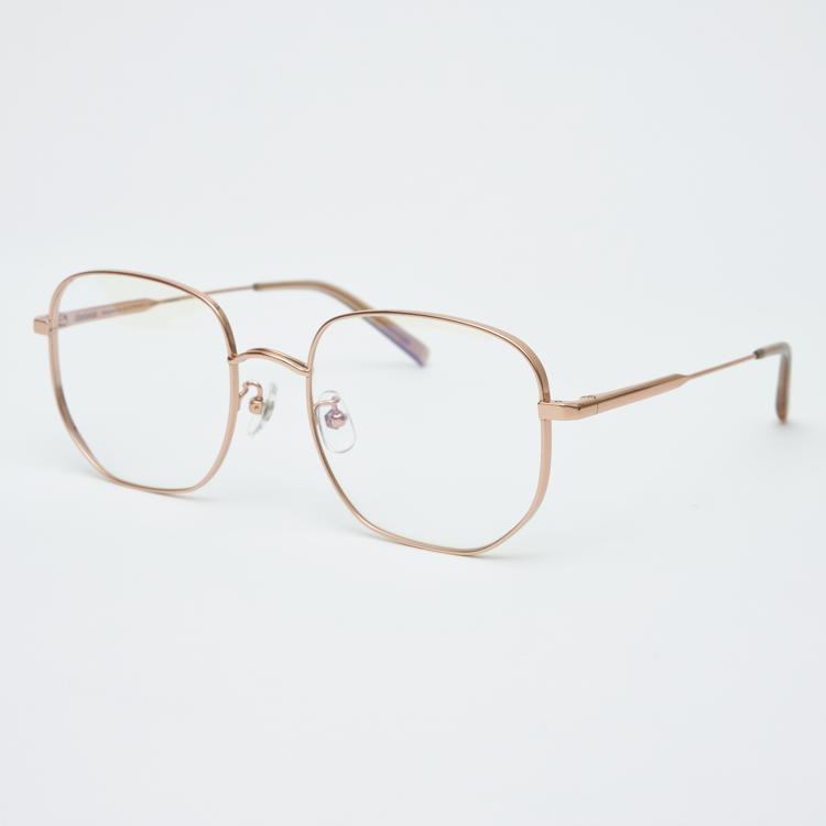 Alloaiweeo [Illusionist] Oversized Square Titanium Rose Gold Eyeglass Frame Il8403 2424G