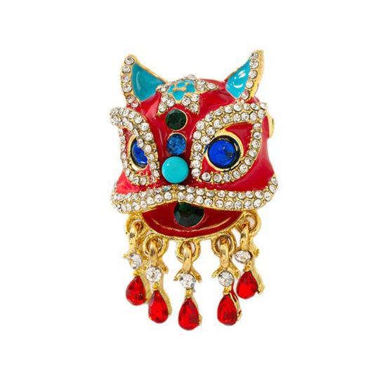 

Brooch Sparkling Rhinestones Inlaid Waking Lion Design Pin Glossy Fade-Resistant Finish Coats Sweaters Scarves