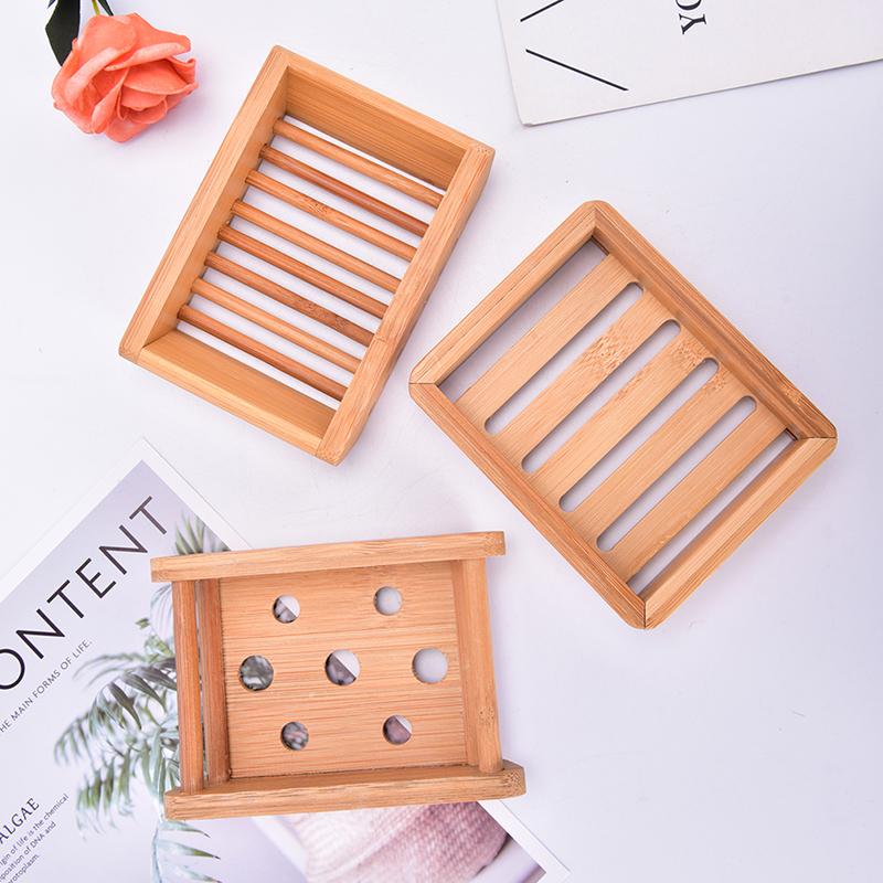 Přírodní dřevěný bambusový držák na podnos na mýdlo Odkládací stojan na mýdlo Přenosný box na mýdlo
