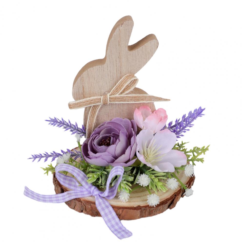 Cute Rabbit Easter Bunny Ornament Wooden Easter Decoration Easter Bunny Wooden Sign Decor Spring Flower Desktop Ornament Tiered
