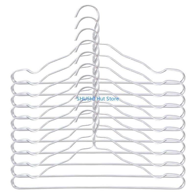 10Pcs Aluminum Alloy Metal Clothes Hangers Non-Deformed Heavy Duty Coat Drying Rack with for Jacket Shirts Pants D57B