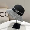 Camellia Small Fragrance Elegant Hepburn Style Straw Bucket Hat Women Spring and Summer Travel Sun Protection Visor Light Luxury Fashion