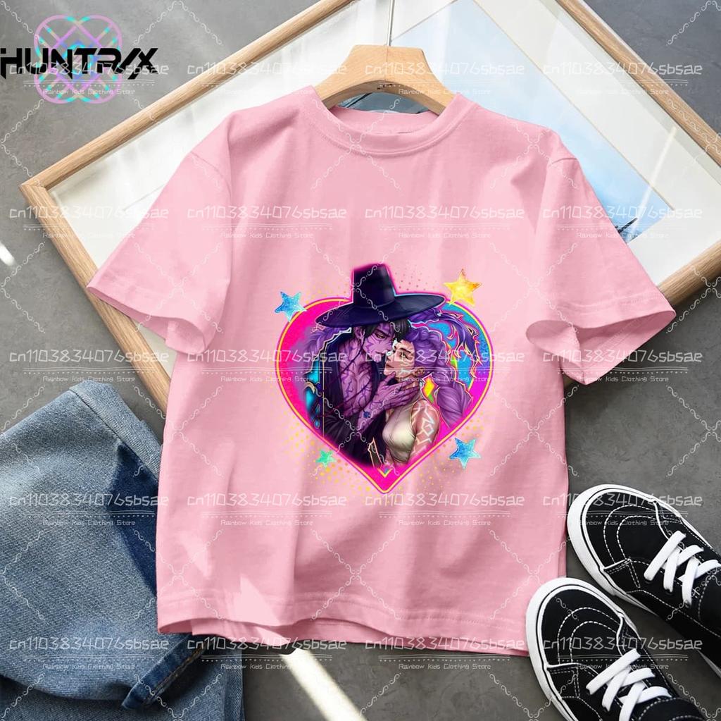 Summer Fashion Movie Kpop Demon Hunters T Shirt Kids Cartoon Anime Clothes Round Neck Basic Boys Tops Casual