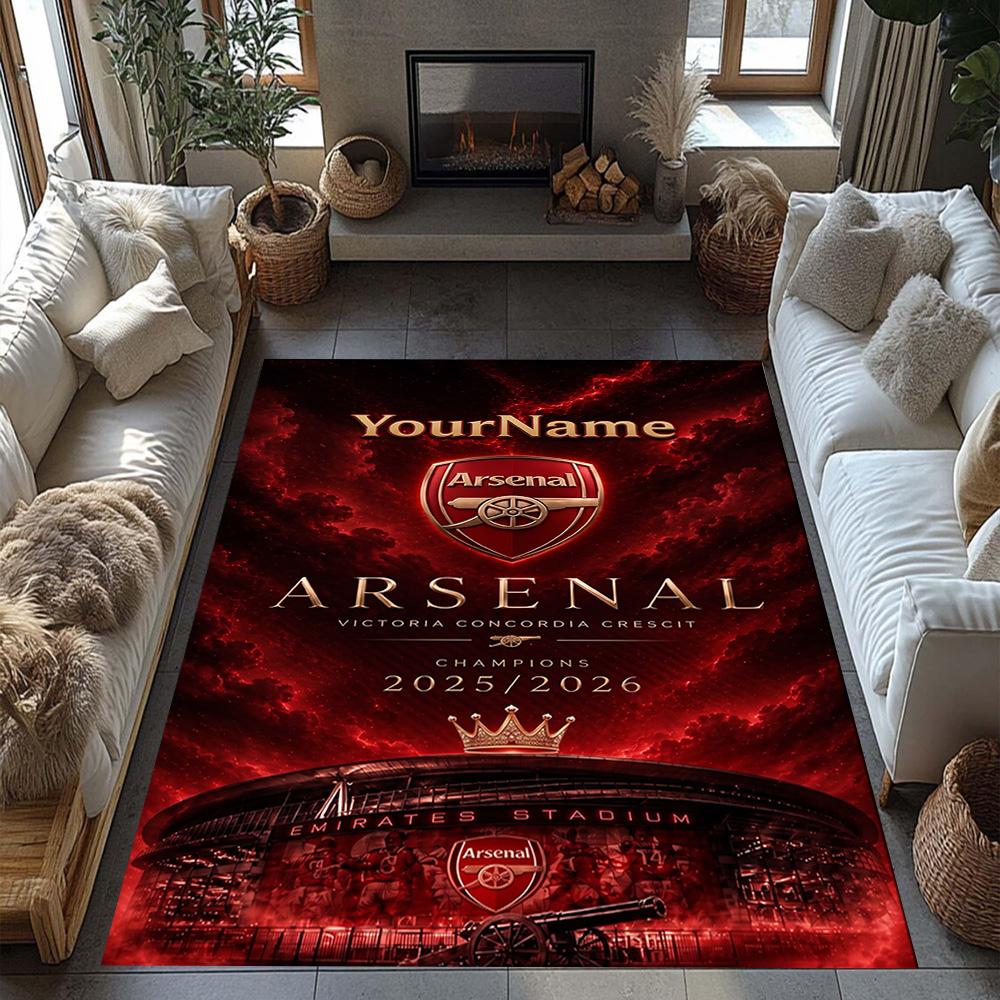 Arsenal Customizable Name Area Rug Perfect for Kitchen Entryway Study room Bedrooms Anti-slip Rug Office home decor Gift for Festivals