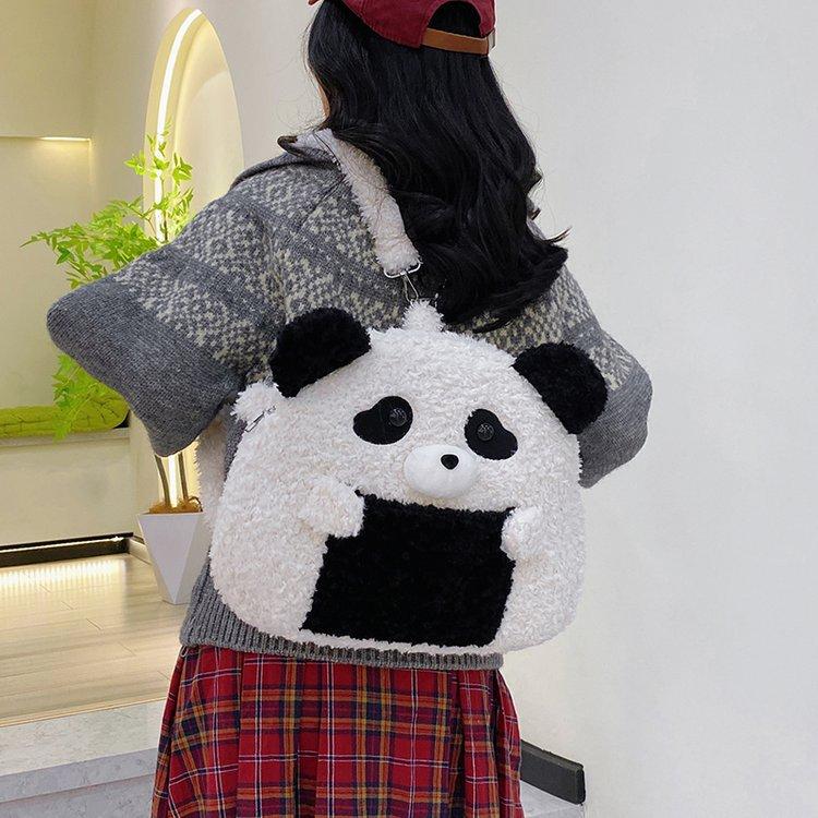 Schoolbag Sweet Girl Panda Plush Backpack 1011 New College Student Commuter School Bag Cute Shoulder Bag Backpack
