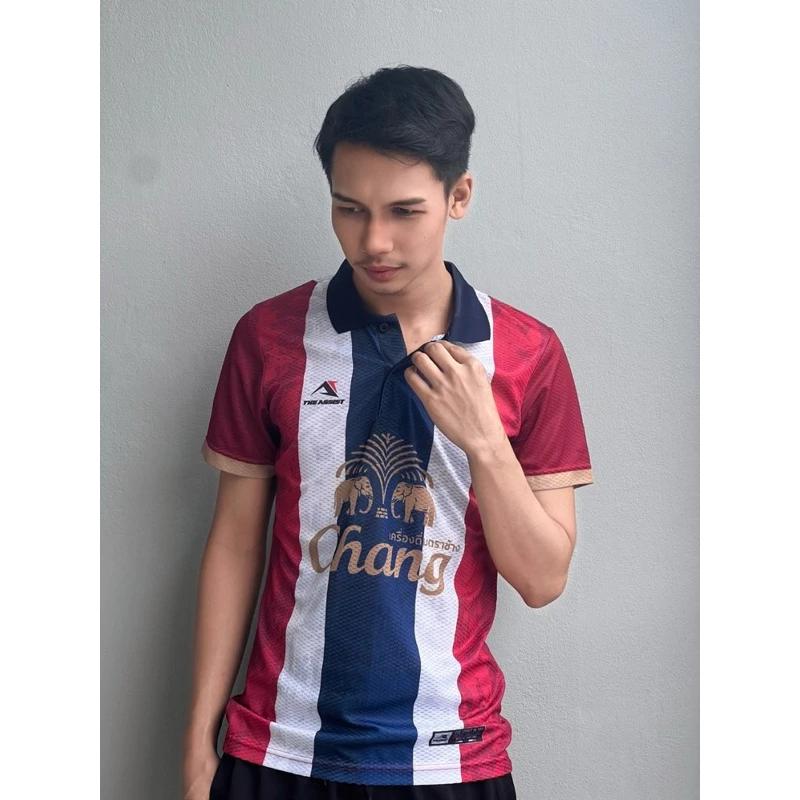 THAILAND National Football Soccer Vintage JERSEY CHEER Fan Version Schnelltrocknendes Shirt Polo Polyester Kurzarm Uniform Elefantenlogo Sport Outdoor