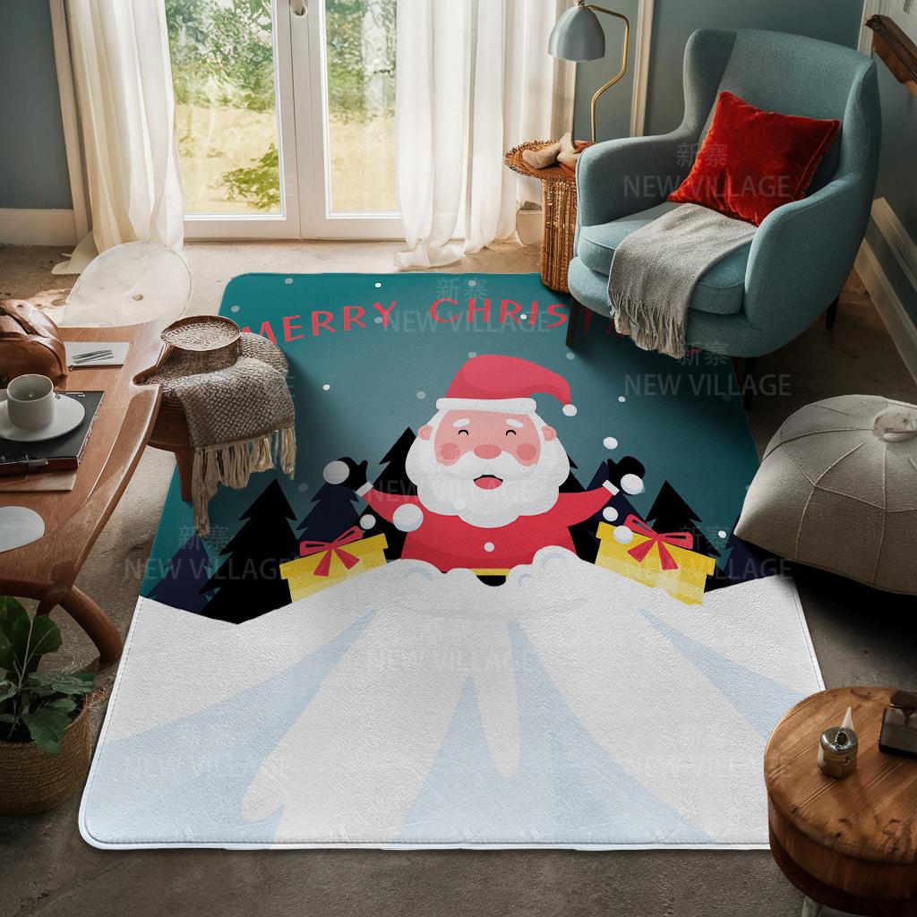 House Entrance Carpet Home Door Mat Living Room Bath Foot Bathroom Non-slip Water Absorption Rugs Bath Merry Christmas Winter