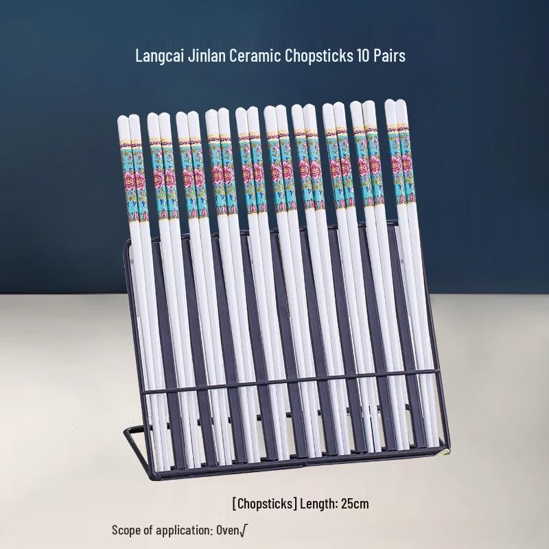 Jingdezhen Enamel Brocade Blue Ceramic Chopsticks Set