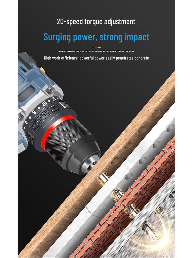 Rechargeable Brushless Lithium Battery High Power Impact Drill and Screwdriver