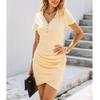 Women's Summer Sexy Wrapped Hip V-Neck Button Irregular Women's Dress