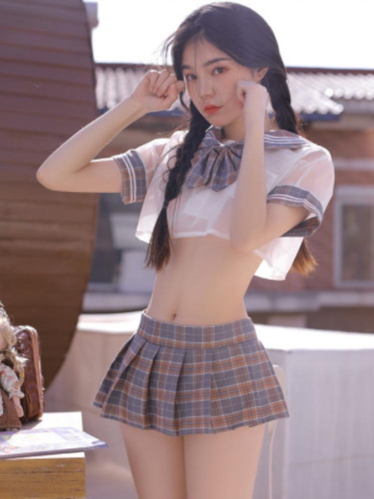 Women Sexy Lingerie Bow Lace One Piece Cosplay Erotic Costume Student Role Play Set Japanese Sexy Bodysuit Women's Underwear Set