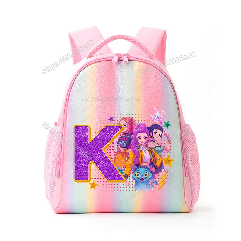 Perfect KPop Demon Hunters Letter A-Z Rainbow Backpack Rumi Mira Zoey Student School Backpack Anime Movie Women Girl Travel Rucksack