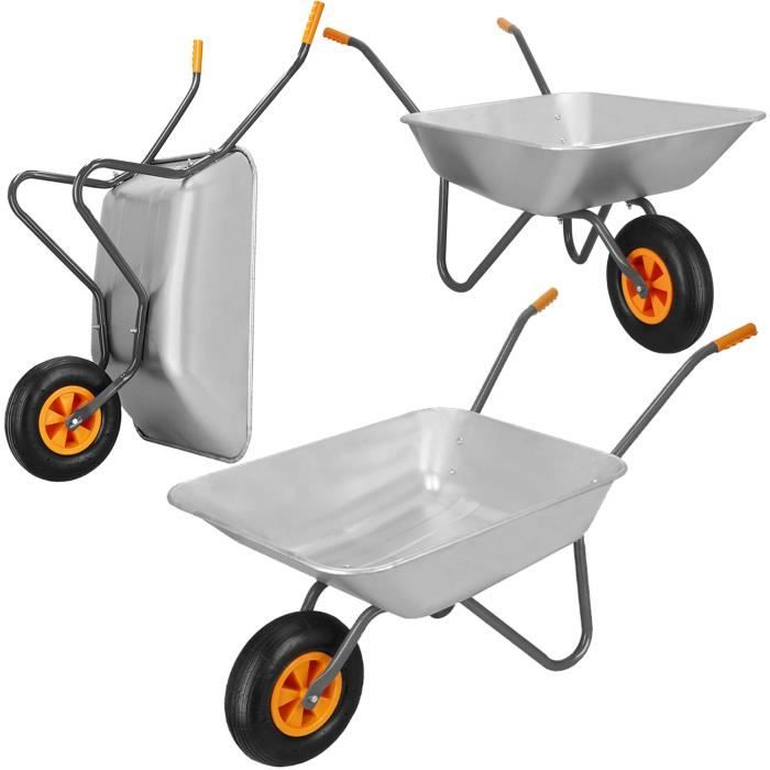 Brouette charge 120 kg - SPRINGOS - Modèle Basic - Roue gonflable - Acier galvanisé