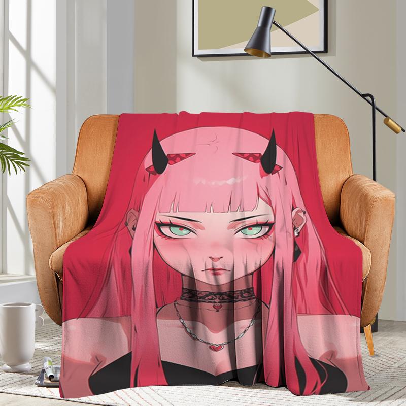 Anime Flannel Blanket Sofa Chainsaw Man Microfiber Bedding Bed Fleece Camping Warm Winter King Size Fluffy Soft Blankets