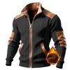 Herren Strickjacke mit durchgehendem Reißverschluss, lässiger Strick, Stehkragen, Slim Fit, Colorblock, Herbst Winter