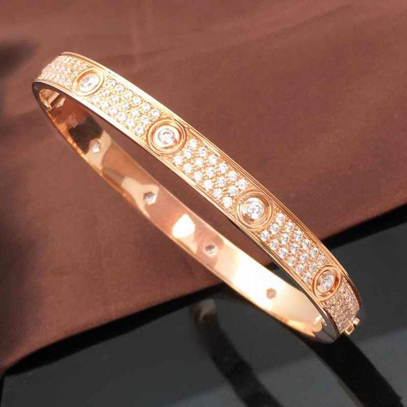Purple Gold Screw Full Diamond Plated Rose Gold Bracelet Classic Color Gold Plated Solid Zircon Bracelet