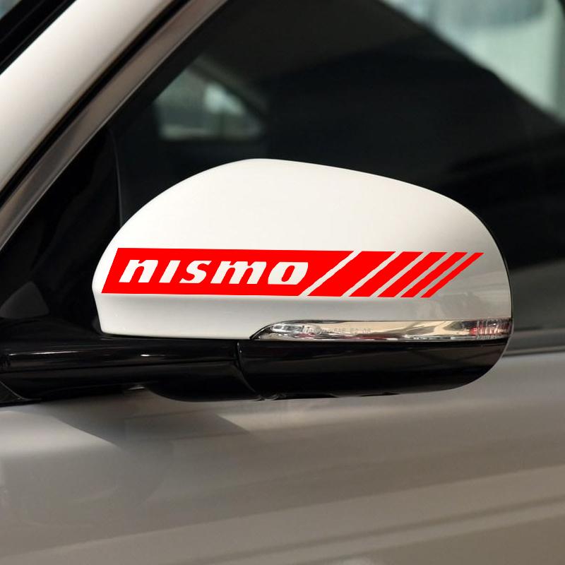2PCS Car Rearview Mirror Decoration Emblems 3D Sticker Styling For Nissan Nismo Almera Tiida Juke Teana Qashqai 350Z 370Z GTR