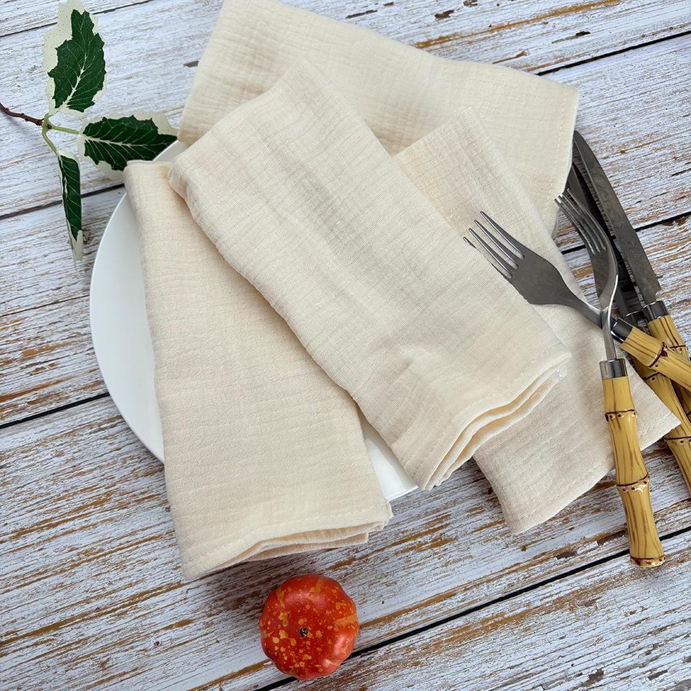 40x40cm Cotton Gauze Cloth Napkins Set of 4 Soft Handmade Double Layer Reusable Dinner Napkin Square for Wedding Party Dinners