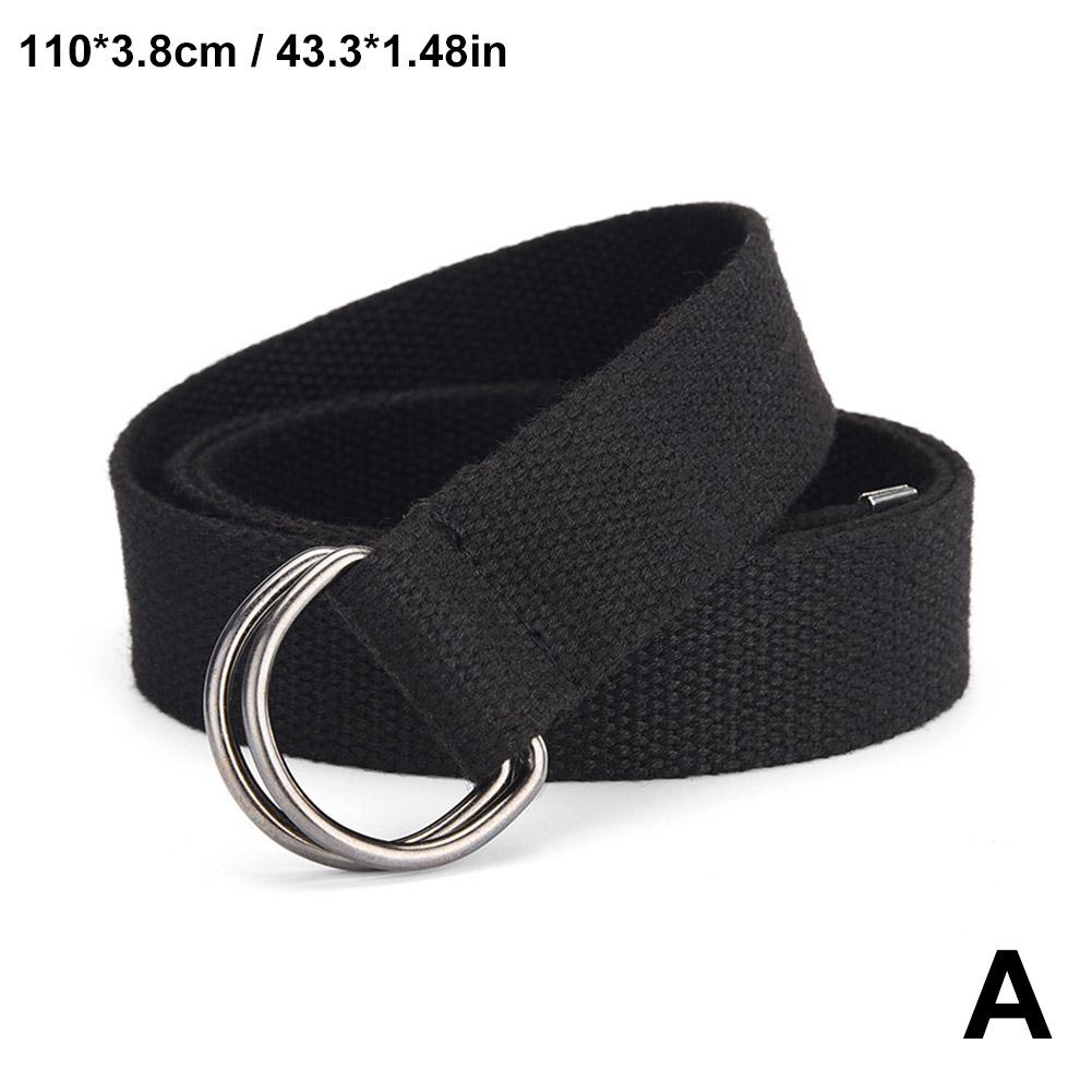 Tactical Canvas Men Belt High Quality Unisex Double Buckle Waistband Casual Female Fabric Belt U3Z7