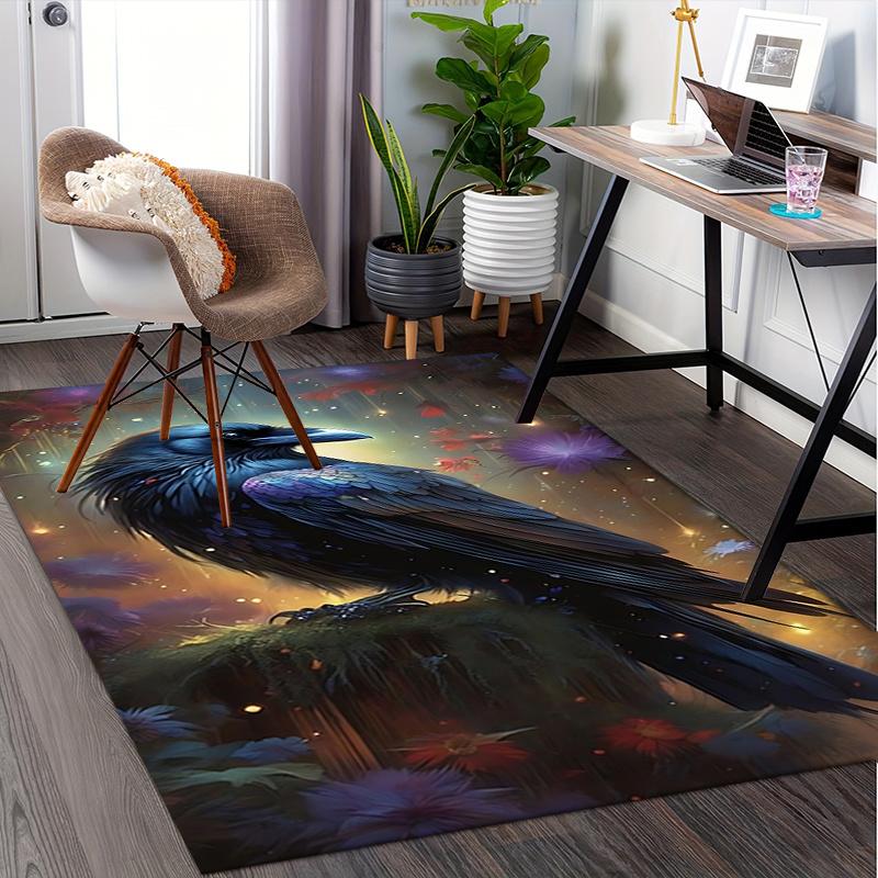 Night raven theme Office Carpet Chair Mat: Office Rug for Desk, Large Floor Mat for Home Decor, Bedroom, Living Room, and Various Rooms