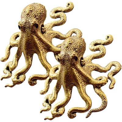 New Antique Octopus Home Decoration Brass Copper Animal Figurines Miniatures Desk Ornament Accessories Creative Table Craft