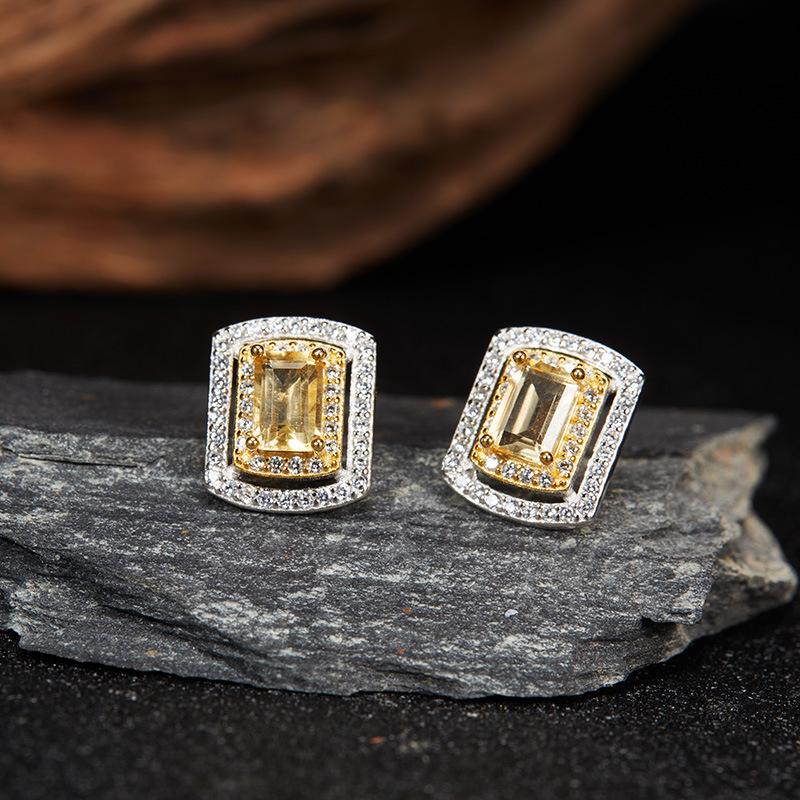 S925 Sterling Silver Plated 18K Gold Natural Gemstone Color Treasure Pendant Necklace Light Luxury Premium Clavicle Chain Jewelry