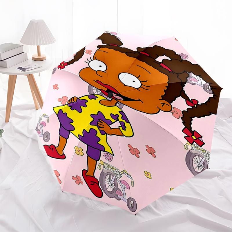 Rugrats Flower Power Outdoor Umbrella:Automatic Open/Closed,Foldable Design,8 Rib Iron Frame,Perfect for Fans,Travelers,Daily Use,and