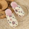 Women'S Plush-Lined Indoor Slippers with Star Pattern Thick EVA Sole